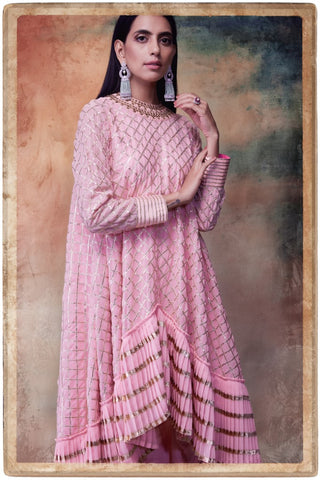 Vvani By Vani Vats - Peach Kurta With Dhoti Pants - INDIASPOPUP.COM