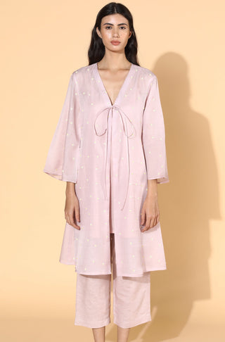 Meadow-Violet Ice Tie-Up Tunic Set-INDIASPOPUP.COM