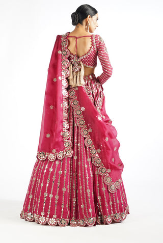 Vvani By Vani Vats-Mellow Wine Linear Lehenga Set-INDIASPOPUP.COM