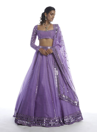 Vvani By Vani Vats-Purple Mirror Lehenga Set-INDIASPOPUP.COM