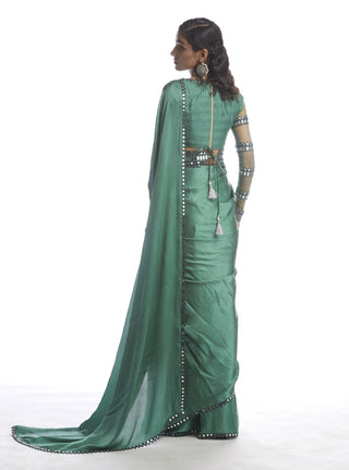 Vvani By Vani Vats-Sage Green Chiffon Saree-INDIASPOPUP.COM