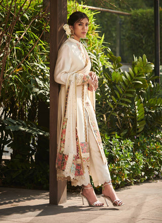 Varun Bahl-Ivory Chanderi Kurta Set-INDIASPOPUP.COM