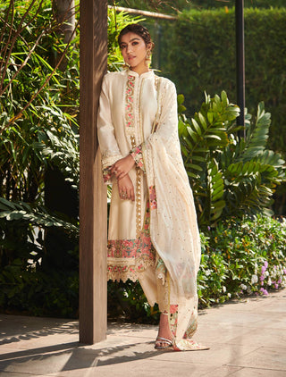 Varun Bahl-Ivory Chanderi Kurta Set-INDIASPOPUP.COM