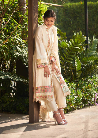 Varun Bahl-Ivory Chanderi Kurta Set-INDIASPOPUP.COM
