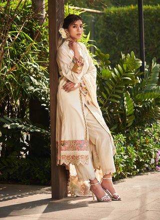 Varun Bahl-Ivory Chanderi Kurta Set-INDIASPOPUP.COM