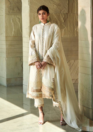 Varun Bahl-Ivory Gold Patchwork Kurta Set-INDIASPOPUP.COM