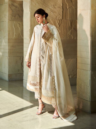 Varun Bahl-Ivory Gold Patchwork Kurta Set-INDIASPOPUP.COM