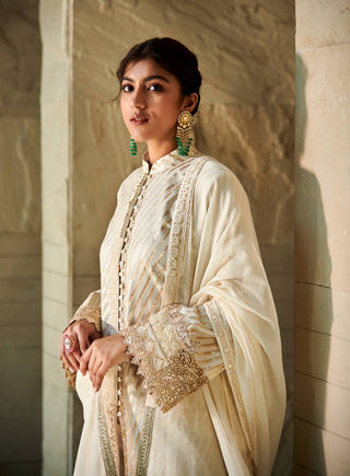 Varun Bahl-Ivory Gold Patchwork Kurta Set-INDIASPOPUP.COM