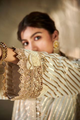 Varun Bahl-Ivory Gold Patchwork Kurta Set-INDIASPOPUP.COM