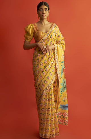 Saksham & Neharicka-Yellow Saree With Blouse-INDIASPOPUP.COM