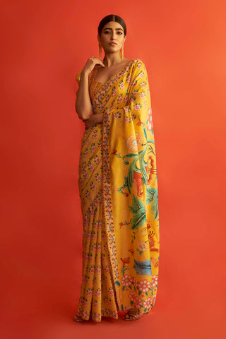 Saksham & Neharicka-Yellow Saree With Blouse-INDIASPOPUP.COM