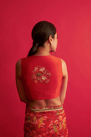 Saksham & Neharicka-Red Saree With Blouse-INDIASPOPUP.COM