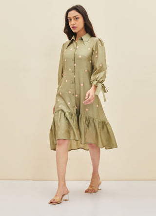 Meadow-Olive Willow Dress-INDIASPOPUP.COM