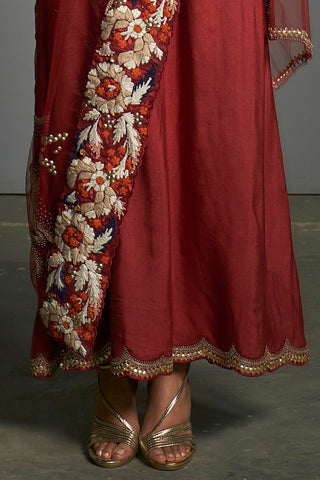 Saksham & Neharicka-Red Embroidered Kurta Set-INDIASPOPUP.COM