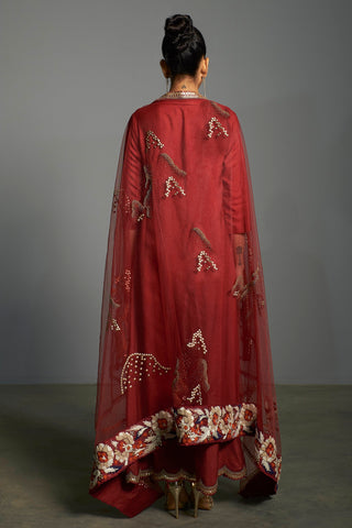 Saksham & Neharicka-Red Embroidered Kurta Set-INDIASPOPUP.COM
