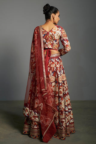 Saksham & Neharicka-Red Embroidered Lehenga Set-INDIASPOPUP.COM