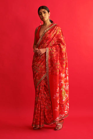 Saksham & Neharicka-Red Saree With Blouse-INDIASPOPUP.COM