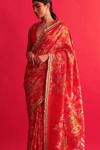 Saksham & Neharicka-Red Saree With Blouse-INDIASPOPUP.COM