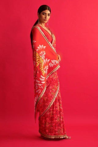 Saksham & Neharicka-Red Saree With Blouse-INDIASPOPUP.COM