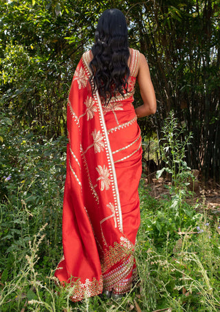 Saksham & Neharicka-Sindoori Laal Saree With Unstitched Blouse-INDIASPOPUP.COM