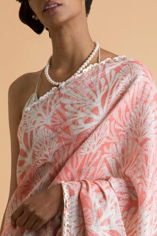 Saksham & Neharicka - Coral Printed & Embroidered Saree - INDIASPOPUP.COM