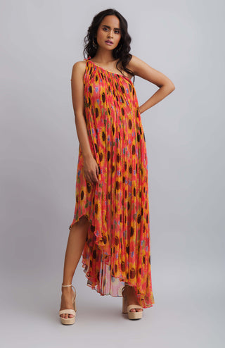 Nautanky-One Shoulder Crinkled Drape Maxi-INDIASPOPUP.COM