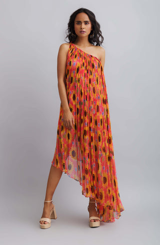 Nautanky-One Shoulder Crinkled Drape Maxi-INDIASPOPUP.COM