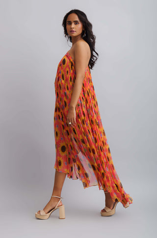 Nautanky-One Shoulder Crinkled Drape Maxi-INDIASPOPUP.COM