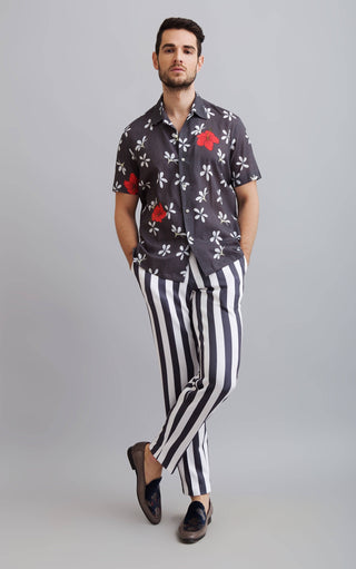 Nautanky-Champa Printed Collar Shirt With Striped Trouser-INDIASPOPUP.COM