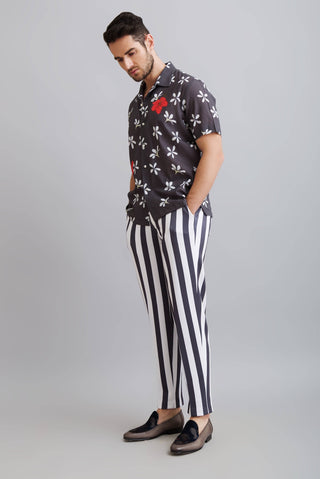 Nautanky-Champa Printed Collar Shirt With Striped Trouser-INDIASPOPUP.COM