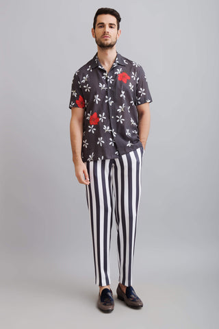 Nautanky-Champa Printed Collar Shirt With Striped Trouser-INDIASPOPUP.COM