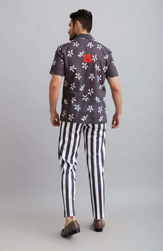 Nautanky-Champa Printed Collar Shirt With Striped Trouser-INDIASPOPUP.COM