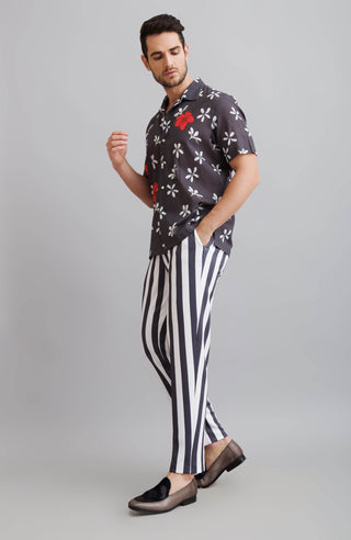 Nautanky-Champa Printed Collar Shirt With Striped Trouser-INDIASPOPUP.COM