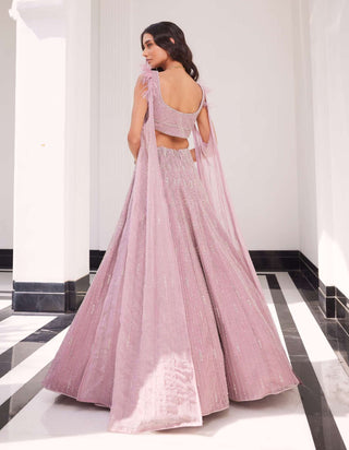 Charu & Vasundhara-Esme Lilac Pink Embroidered Lehenga With Blouse-INDIASPOPUP.COM