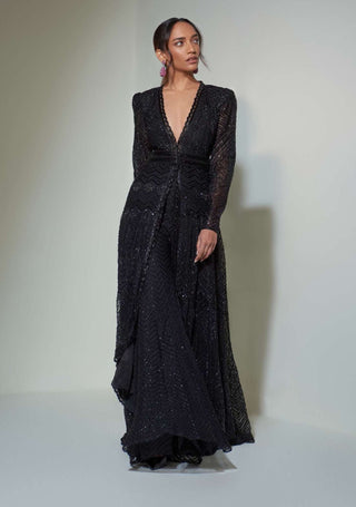 Ritika Mirchandani-Black Anarkali With Sharara And Belt-INDIASPOPUP.COM