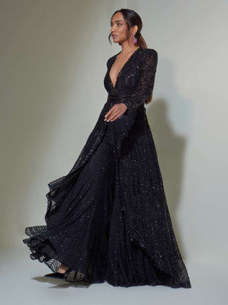 Ritika Mirchandani-Black Anarkali With Sharara And Belt-INDIASPOPUP.COM