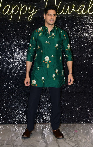 House Of Masaba-Bottle Green Buttercup Kurta-INDIASPOPUP.COM