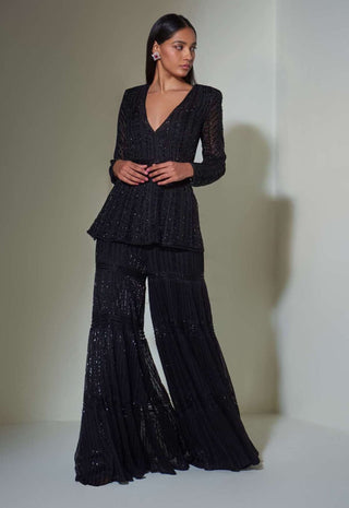 Ritika Mirchandani-Black Kurta With Sharara And Belt-INDIASPOPUP.COM