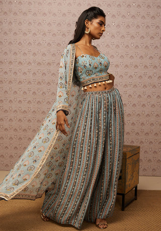 Soup By Sougat Paul-Beige Sarouk Embroidered Top With Jacket And Bottom-INDIASPOPUP.COM