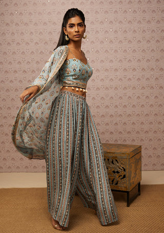Soup By Sougat Paul-Beige Sarouk Embroidered Top With Jacket And Bottom-INDIASPOPUP.COM