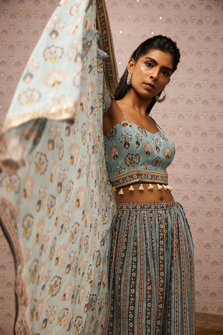 Soup By Sougat Paul-Beige Sarouk Embroidered Top With Jacket And Bottom-INDIASPOPUP.COM