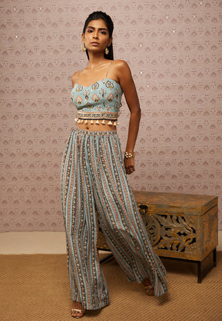 Soup By Sougat Paul-Beige Sarouk Embroidered Top With Jacket And Bottom-INDIASPOPUP.COM