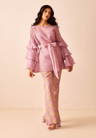 The Right Cut-Lavender Lavi Top With Pants-INDIASPOPUP.COM