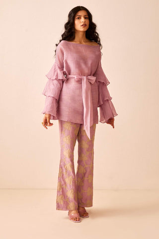 The Right Cut-Lavender Lavi Top With Pants-INDIASPOPUP.COM