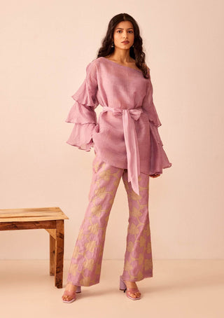 The Right Cut-Lavender Lavi Top With Pants-INDIASPOPUP.COM