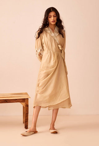 The Right Cut-Beige Thea Wrap Dress-INDIASPOPUP.COM