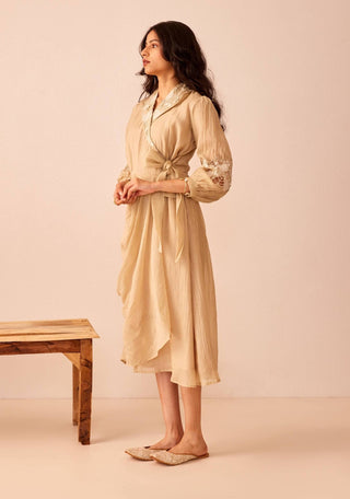 The Right Cut-Beige Thea Wrap Dress-INDIASPOPUP.COM