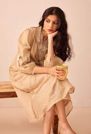 The Right Cut-Beige Thea Wrap Dress-INDIASPOPUP.COM