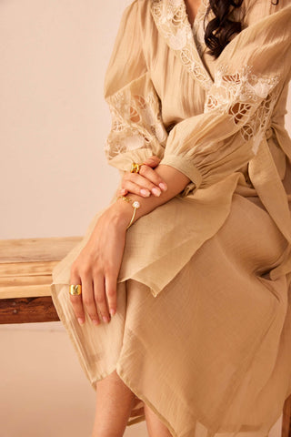 The Right Cut-Beige Thea Wrap Dress-INDIASPOPUP.COM