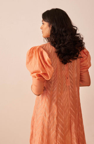 The Right Cut-Peach Phoebe Kurta With Trousers-INDIASPOPUP.COM